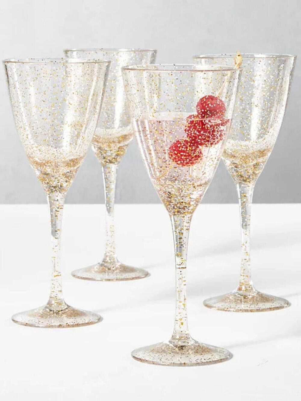 The Cellar Holiday Sayings Glitter Drinkware, Set of 4,